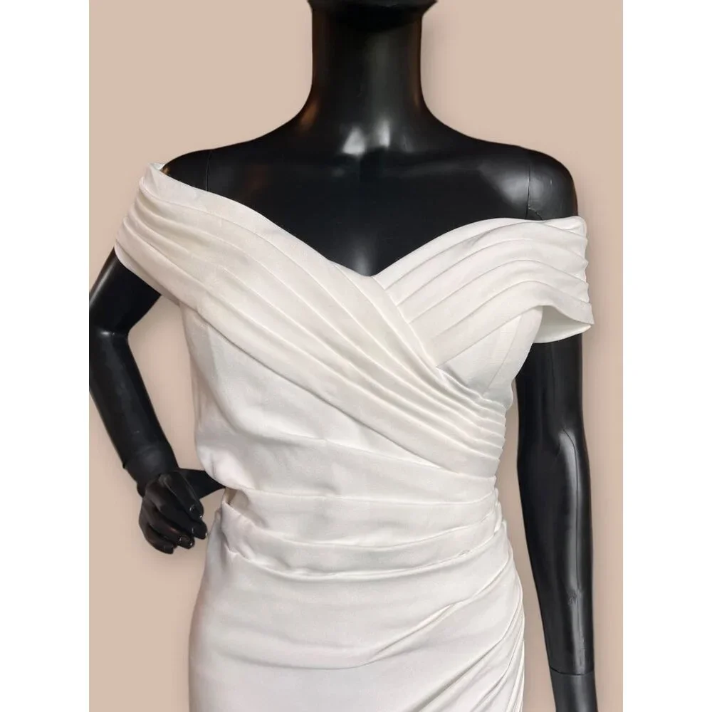 Side Ruched Off Shoulder Wedding Gown - Picture 2 of 6